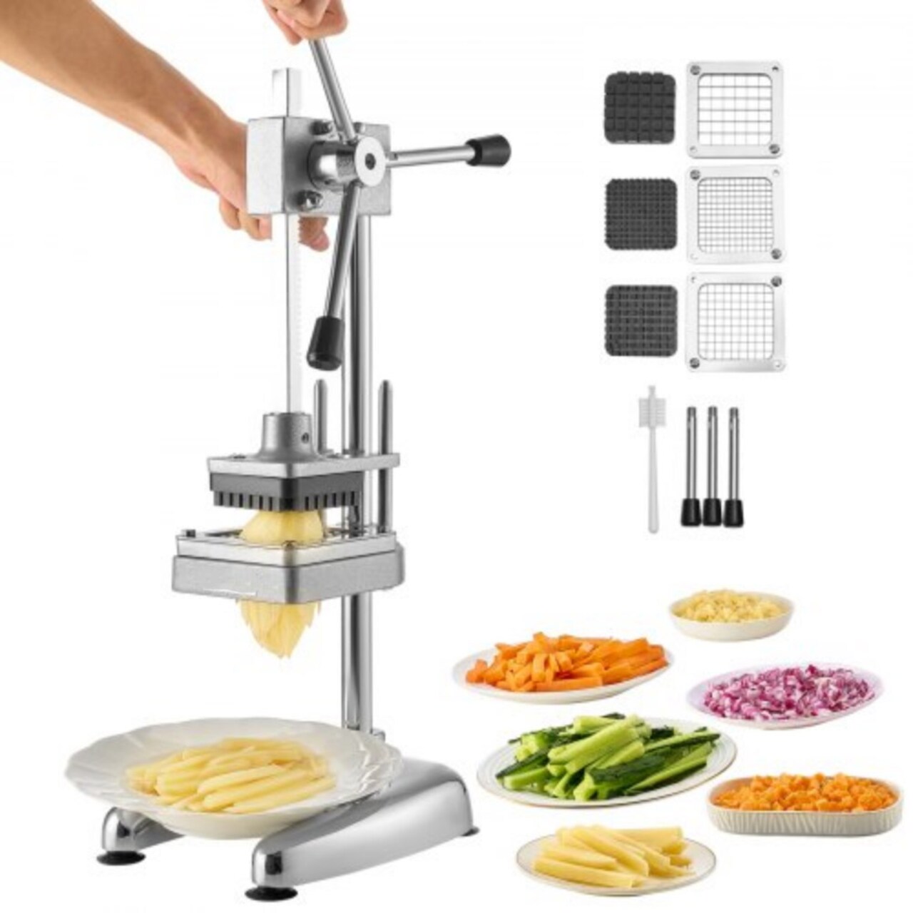 Manual French Fry Cutter 3-Blade Stainless Steel Potato & Vegetable Slicer for Kitchen & Restaurant